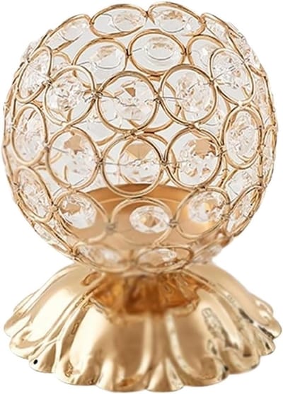 Kandelaar Ornamenten - Kaarsenhouder Kroonluchter - Sfeerverhogend Huis - Vloeiende Lijnen - 12 x 10 cm - Goud