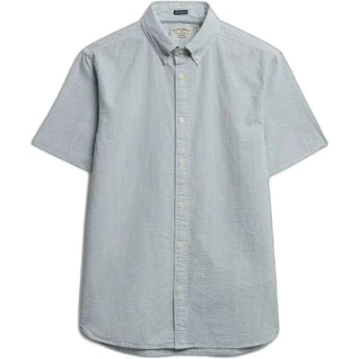 Superdry Overhemd Classic Seersucker Ss Shirt M4011102a Cream/green Mannen Maat - S