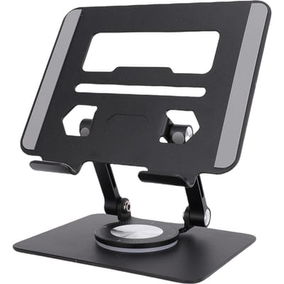 Support de Tablette avec Base Rotative à 360 Degrés Support Réglable à Double Tige pour Tablettes de 5,8 à 12,9 Pouces noir