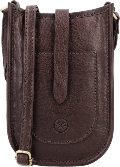 Hide & Stitches Jura Telefoontasje - Phonebag - Crossbody - Schoudertas - Leer - Unisex - Dames - Heren - Leren Dames Tas - Donkerbruin