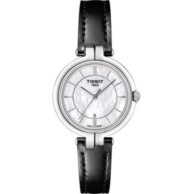 Tissot Flamingo Serie Kwarts Uurwerk Waterdicht Datumweergave Modehorloge 30Mm Wit Wijzerplaat Roestvrijstalen Kast Leren Band T094.210.16.111.00 Regular Watch Box,White Dial white