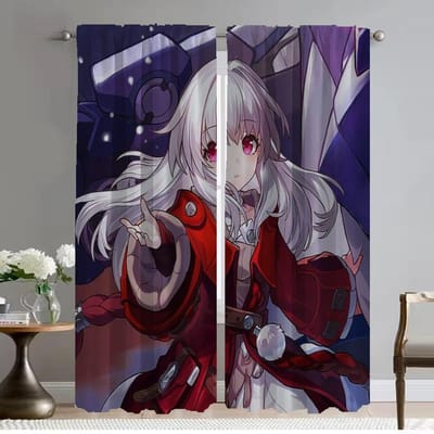 Honkai Star Rail Gordijnen voor Woonkamer Gordijn Huis Interieur Gordijnen 2 Stuks Scheidingswand Halloween Decoratie Shades Keuken W50xH70cmx2pcs-CL gray