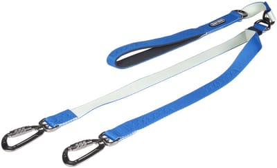 Boondog Dual Leash - Hondenriem voor 1 of 2 Honden - 2 Bevestigingspunten - Draaikoppeling - Verstelbaar - Extra Controle - Cream/Blue - Maat L
