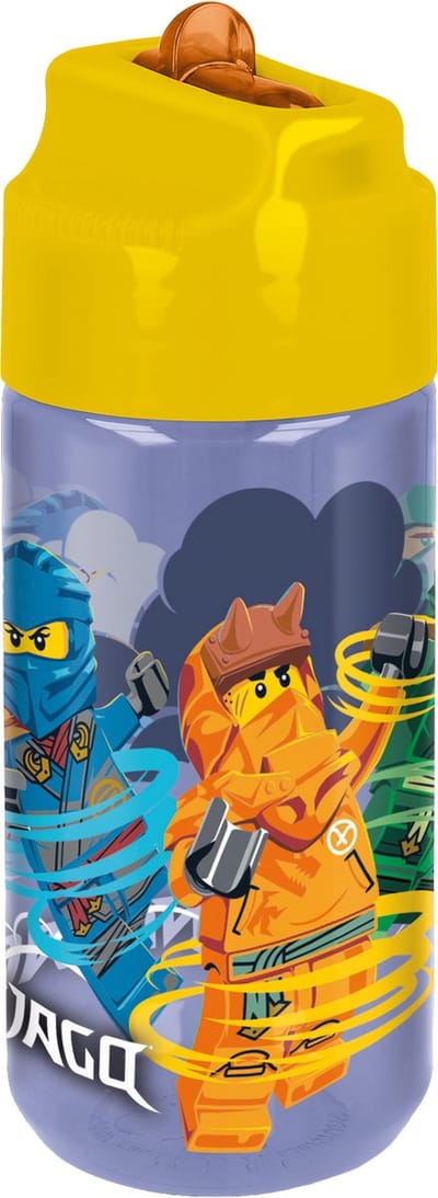 LEGO Ninjago Tritan Drinkfles - 430 ml – Vaatwasserbestendig & BPA-vrij - Drinkfles voor kinderen – Transparant paars/Geel