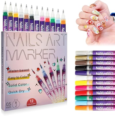 Dailygoods- Nagelstift Set 12 Kleuren - Nagelkunst Gereedschap - Manicure Accessoire - Precisie Applicator - Eenvoudig Gebruik - Nagellak