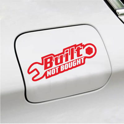 Bumpersticker - Built Not Bought - 8 X 20 - Rood