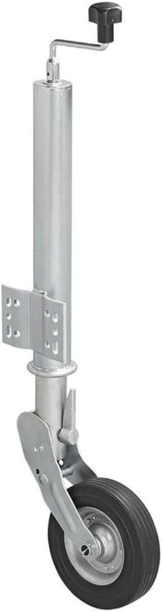 Steunwiel Inklapbaar - Manoeuvreerwiel Caravan - Achteruit Inparkeren - Massief Rubberen Band - 200 x 60 mm - Zilver