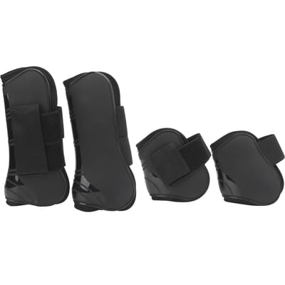 Lot de 4 guêtres réglables pour tendons de cheval, bottes pour pattes avant et arrière de cheval pour l'entraînement aux exercices du cheval et noir