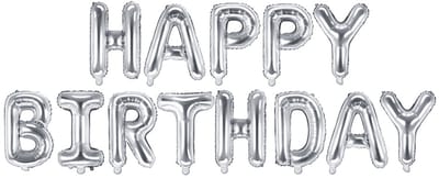 'Happy Birthday' ballon set - 35 cm letters - Zilver - Geschikt voor lucht & helium - Herbruikbaar