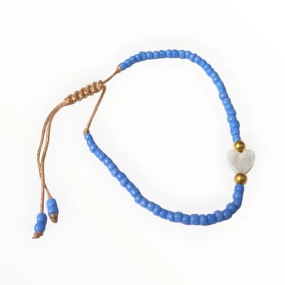 Aramat Jewels | Armbanden | Verstelbare Armband Met Schelp Hartje | Blauw | |2mm | Metaal | Kinderen, Volwassenen | Verkleurd niet