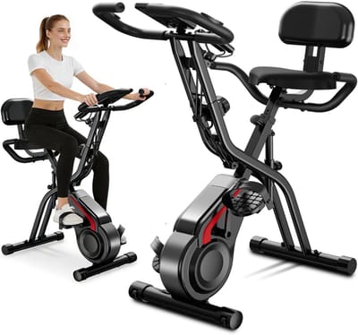 Opvouwbare Hometrainer - Fitness Fiets - Thuis Trainen - 8 Weerstandsniveaus - 136 kg Belasting - Zwart