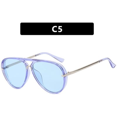 Lunettes pour femmes, Tendance Polyvalente Mode Lunettes de soleil pour hommes à large monture bleu