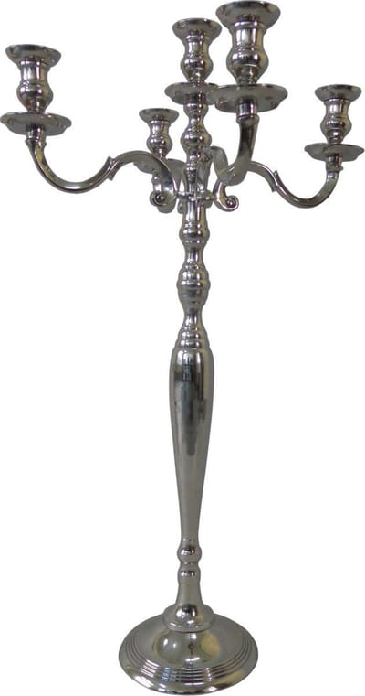 Mbc-Living - kandelaar 120cm hoog - glans nikkel - 5 lts - 66cm doorsnede