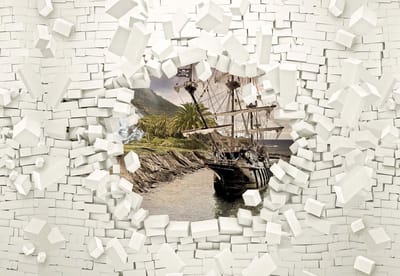Fotobehang Ship Brick | XL - 208cm x 146cm | 130g/m2 Vlies