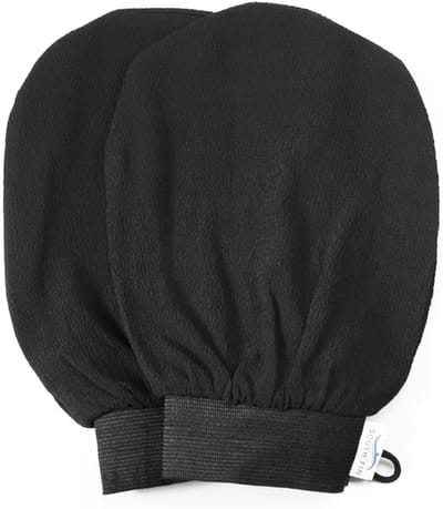 Douchehandschoen Set - Badhandschoenen - Huid Reinigen - Dubbele Punt - 21.5x15cm - Zwart
