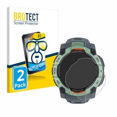 BROTECT - Screenprotector voor Garmin Instinct 3 AMOLED / Solar (45 mm) - Folie Beschermfolie transparant 2 Stuks