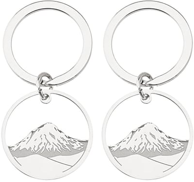 Dailygoods- Sleutelhanger Bergvorm - Rvs Sleutelhanger - Lichtgewicht - Duurzaam - 2 Stuks - Glanzend Roestvrij Staal - Sleutelring