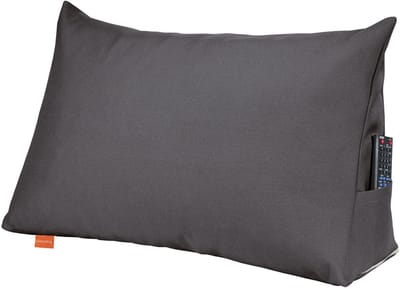 sleepling 70 x 40 x 20 cm rugkussen, wigkussen voor bed en bank, lendenkussen, driehoekig leeskussen, kussen met afneembare wasbare hoes, zijvak, donkergrijs