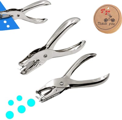 2 stuks - Gatenpons set - Perforator 1 gaats - Papierpons rond - 3mm/6mm Gatenpons van Metaal - Compacte Papierpons voor School, Kantoor en Doe-Het-Zelf Projecten