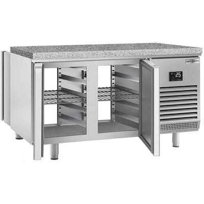 GGM Gastro Bäckereikühltisch Premium PLUS - 1618x800mm - mit Durchreiche - Granitarbeitsplatte Zilver