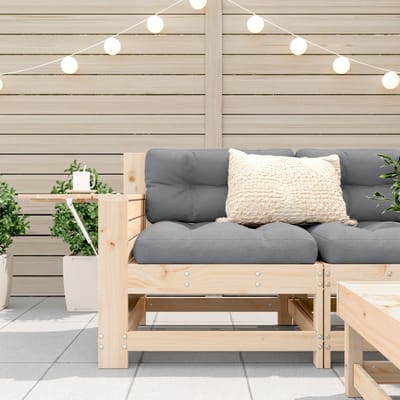 vidaXL - Tuinbank - met - armleuning - en - kussen - massief - grenenhout