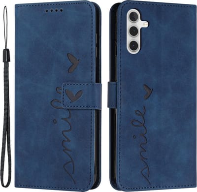 Coverup Hoesje - Geschikt voor Samsung Galaxy S23 FE Hoesje - Coverup Smile Book Case - Blauw