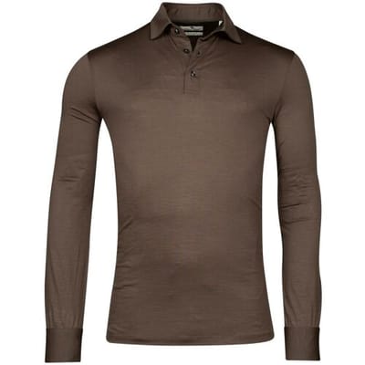 Thomas Maine Polo Uni Color Longsleeve Merino Taupe / male