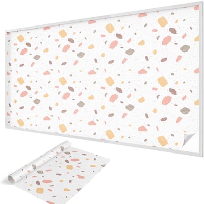 Wallfluent Glas in Lood Raamfolie - Abstracte terrazzo Raamfolie Glas in Lood - 200x116 cm - Wit Zelfklevende Raamfolie Glas in Lood - Melkglas Folie met Glas in Lood Effect - Voor de woonkamer, voor het kantoor, voor de hal