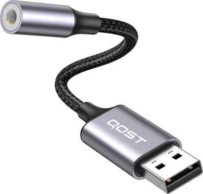 Qost - USB-A 3.0 naar 3.5mm Jack Audio Adapter - External Sound Card - USB (3D) Geluidskaart - Spacegrey - USB 5.1