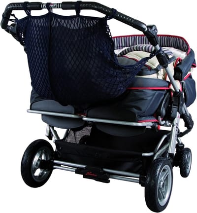 Kinderwagen boodschappennet voor tweelingwagens met inkijkbescherming - Marine Blauw