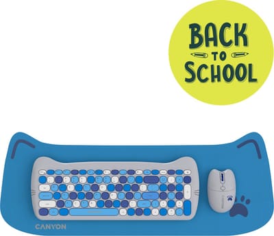 Canyon Kitty Edition HSET-W6 - Draadloze Toetsenbord Set - Ergonomisch Ontwerp - Verstelbare DPI - Blauw
