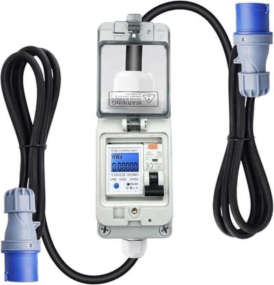 Digitale Stroommeter - Energie Verbruiksmeter - Stroom Meten - Met Aardlekschakelaar - 3 Meter Kabel - Wit