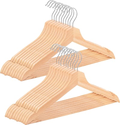 Springos Kledinghangers | Kledinghanger | Hout | 20 Stuks | Naturel