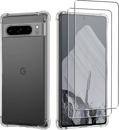 Geschikt voor Google Pixel 8 Pro Hoesje transparant Anti Shock silicone hoesje - Geschikt voor Google Pixel 8 Pro Screenprotector Glazen 2 pack