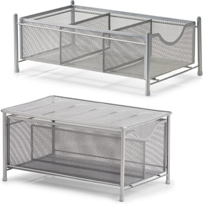 Keuken/keukenkast organizers uitschuifbaar - zilver - 26 x 41 x 35 cm - metaal
