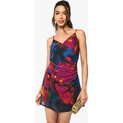 boohoo Dames Florale Chiffon Garnerede Zij Mini Jurk | Zwart | Maat: 36