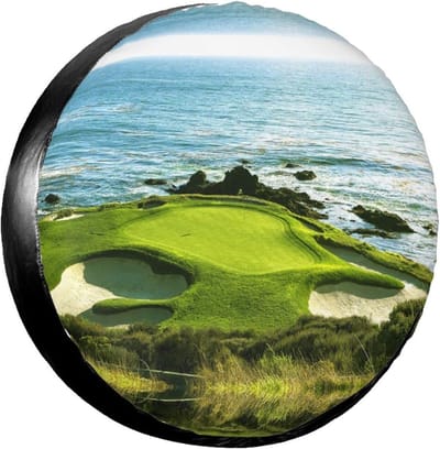 Reserveband Hoezen - Bandenbakken Wieltassen - Transport Bescherming - Waterdicht Stofdicht - Universeel 14-17 Inch - Golfbaan Design