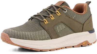 camel active Sneaker van leer en textiel - Maat menswear-42 - olijfgroen