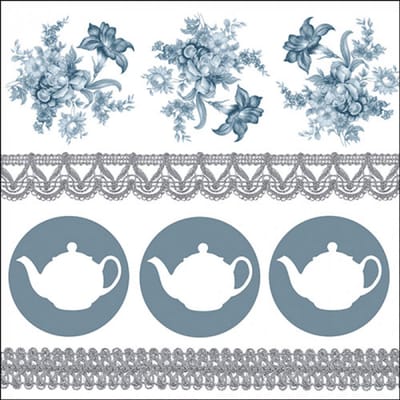 Servetten 20pcs / 33 x 33cm, Teapots Blue