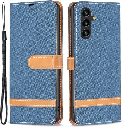 Coverup Hoesje - Geschikt voor Samsung Galaxy A15 Hoesje - Coverup Denim Book Case - Blauw