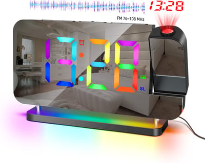 J&D supplies Digitale Wekkerradio - Zwart - Digitale LED klok - Digitale Wekker - Kinderwekker - Wekkerradio kinderen - Wekker met Projectie - Klokradio