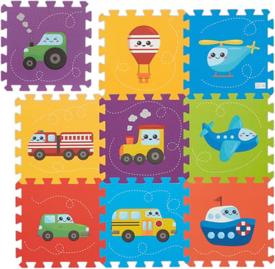 puzzel speelmat - voertuigen - 9-delig - zonder schadelijke stoffen - schuimrubber