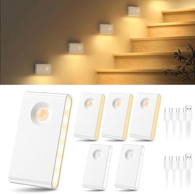 Bewegingssensorverlichting Binnen - Oplaadbaar Nachtlampje met Magnetische Bevestiging - Type-C Trapverlichting in 3 Kleuren voor Kledingkast, Badkamer, Hal en Toilet