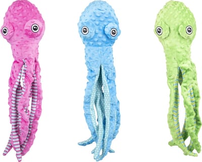 Flamingo hondenspeelgoed – Bubbly Octopus L 60cm – pluche hondenspeeltje met squeaker – octopusknuffel voor grote honden – kleur willekeurig