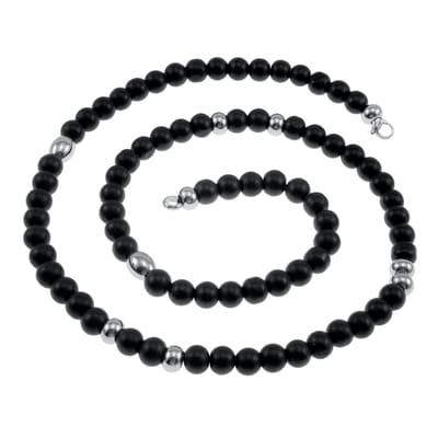 65cm - 8,5mm Kralenketting Heren - of 19cm Onyx Armband - RVS - Matte Onyx Natuursteen - Zwarte Natuursteen Ketting