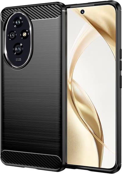 Hoesje geschikt voor HONOR 200 - Techsuit Carbon Silicone Back Cover - Zwart