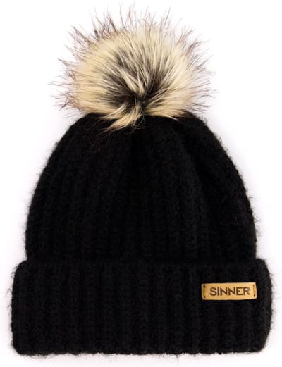 Sinner Mossy Beanie Muts Met Pom - Black