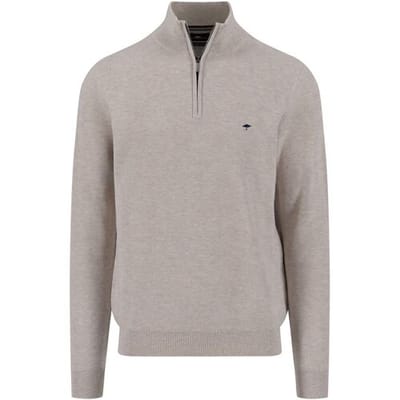 Fynch-Hatton Trui Troyer Zip Fine Allover Texture Winter White / male