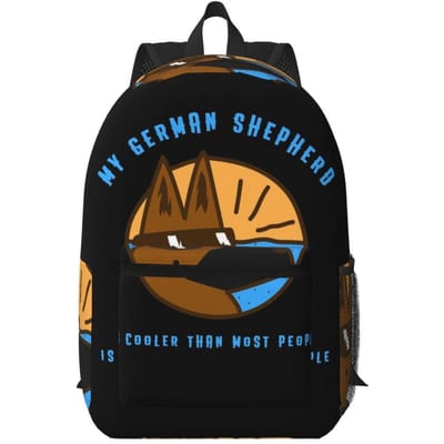 Mijn Duitse Herder Hond Is Koeler Rugzak Dagrugzak Grote Capaciteit Kinder Boekentas Schooltas Schoudertassen voor Mannen Vrouwen One Size black