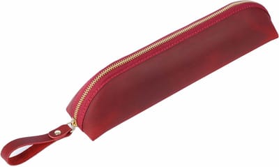 Pen Etui, Leer, Pennenzak Volwassenen, Geschikt voor minimum 25 Pennen - Rood